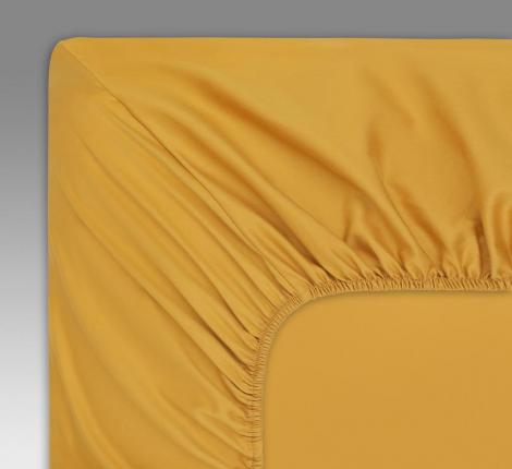 Простыня на резинке "Sofi de Marko" Мармис (горчичная) Сатин, 180х200х30