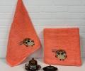 Набор махровых полотенец "СОВА" ( 50х90+70х140), оранжевый