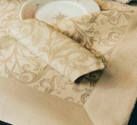 Скатерть "Blanc des Vosges" OMBELLE chanvre (бежевый) 170х300 см+12 салфеток 50х50