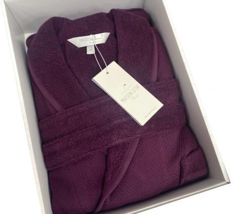 Халат мужской махровый Maison D'or "QUATTRO" баклажан, 3XL(54)/4XL(56
