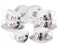 Чайный набор "ЛАВАНДОВЫЕ КОТЫ" на 6 персон, 12 предметов (275 мл)