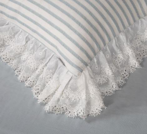 Постельное белье с одеялом "Kazanov.A." Stripe Muslin lace (голубое серебро), Евро