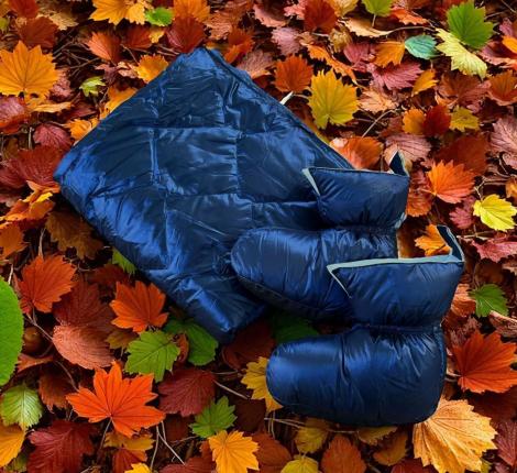 Дорожный плед-пончо пуховый "Travel Cape Plaid Grass" NAVY, 130х170