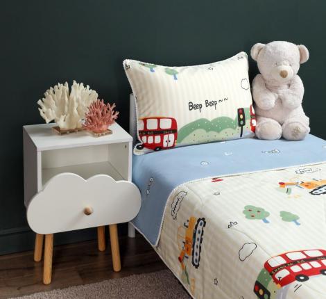 Постельное белье детское с одеялом "Sofi de Marko" Машинки Сатин, 1,5 спальный