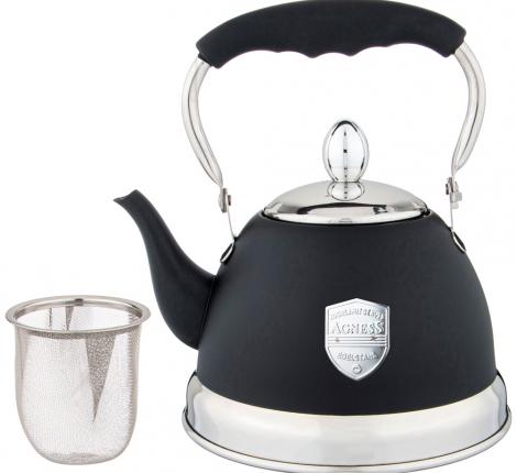 Чайник со свистком и складывающейся ручкой "ТЮДОР", 1,0 л (чёрный)