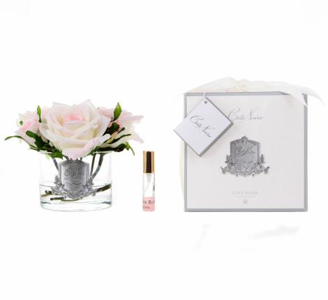 Букет ароматизированный из 5 роз "COTE NOIRE" (светло-розовый) прозрачный, 2 спрея по 5 мл
