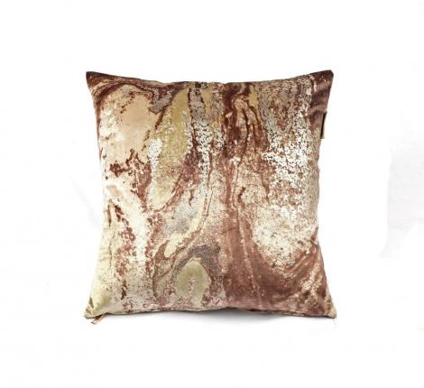 Наволочка декоративная "Sofi de Marko" Мрамор (бежевая) Велюр, 45х45