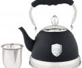 Чайник со свистком и складывающейся ручкой "ТЮДОР", 1,0 л (чёрный)