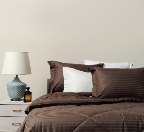 Постельное белье с одеялом "Sofi de Marko" Федерико (кофе) Страйп Сатин, Семейный