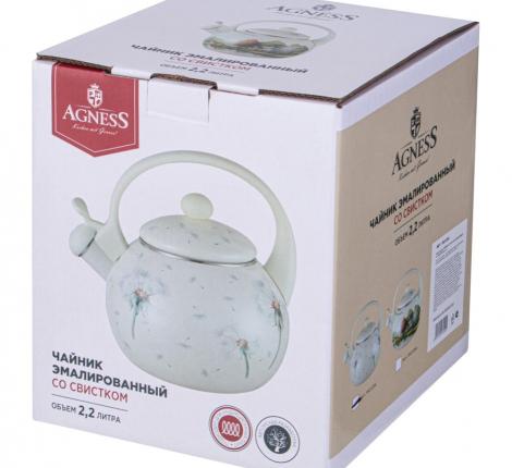 Чайник эмалированный со свистком "DANDELION", 2,2 л