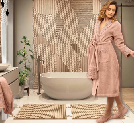 Комплект Maison D'or "WEDDING" (Халат XL(50)-XXL(52)+Полотенца 50х100-85х150), пыльная роза