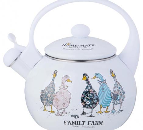 Чайник эмалированный со свистком "FAMILY FARM", 2,2 л