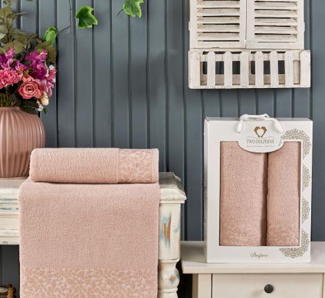 Комплект махровых полотенец "TWO DOLPHINS" (50x90/70х140) 2 шт. DNIPRO, брусничный