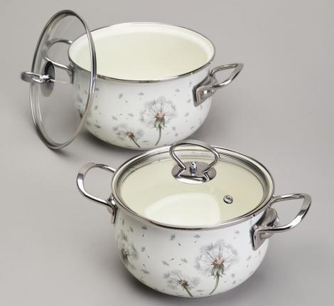 Набор эмалированных кастрюль с крышкой "DANDELION", 4 предмета