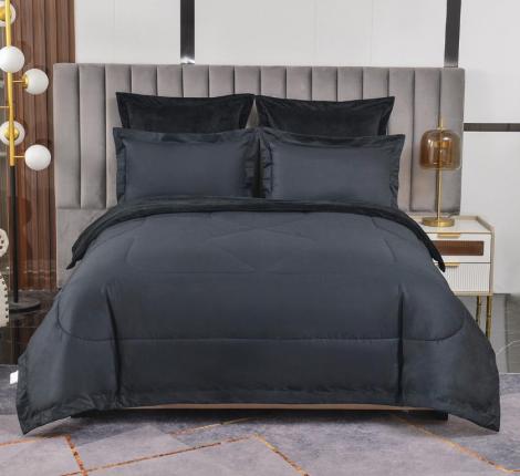 Постельное белье с одеялом "Sofi de Marko" Энрике (черный) Велюр, 1,5 спальный