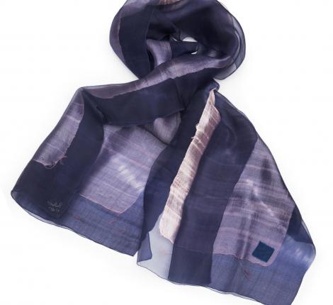 Шаль YSABEL "SILK" фиолетовая с кругами, 45х210