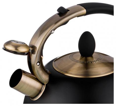 Чайник со свистком "ТЮДОР" 937-820, 3,0 л (чёрное золото)