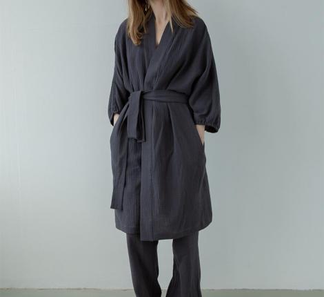 Халат Luxberry "Муслин и комфорт" графитовый, M