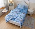 Постельное белье с одеялом детское "Sofi de Marko" Crocodile (синий) Сатин, 1,5 спальный