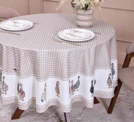 Скатерть круглая с пропиткой "FAMILY FARM" 190 см, клетка