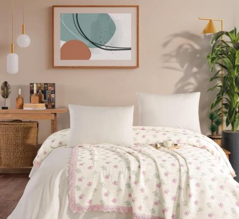 Покрывало вафельное с гипюром "DO&CO" 220x240 ТУЛ/TUL, лиловый