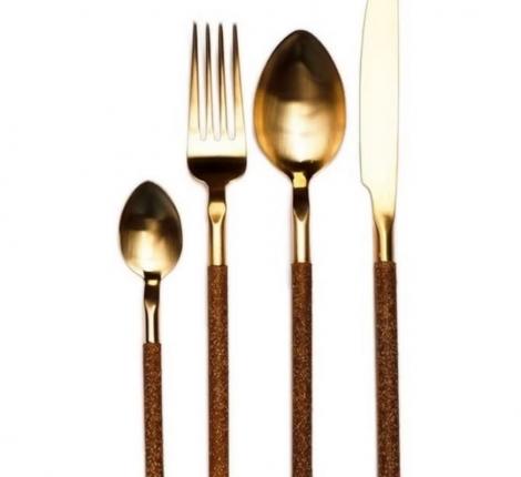Набор столовых приборов "NOHC" MAT GOLD PLATED 19 на 6 персон, 24 предмета