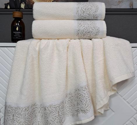 Комплект махровых полотенец "Kazanov.A." Dolce (молоко), 50х90+70х140
