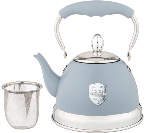 Чайник со свистком и складывающейся ручкой "ТЮДОР", 1,0 л (серый)