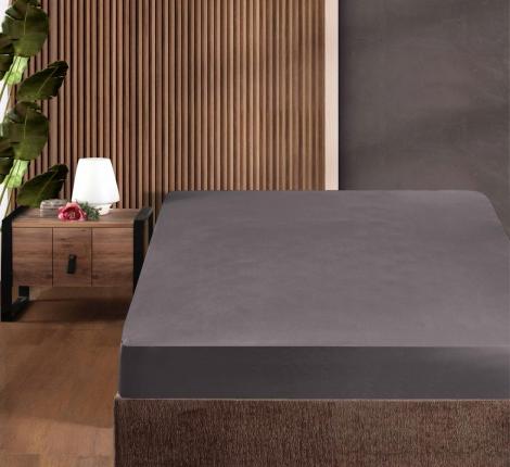 Простынь сатин "DO&CO" на резинке 180х200+30 см SOFT, лиловый