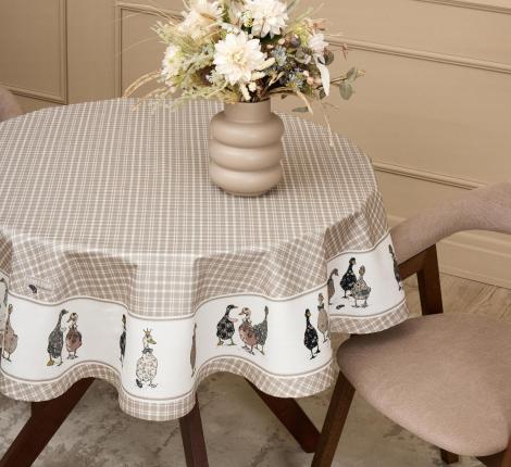 Скатерть круглая с пропиткой "FAMILY FARM" клетка, 150 см