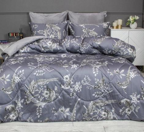 Постельное белье с одеялом "Kazanov.A." Фазан (графит бежевая платина) Велюр/Egypt Cotton, Семейный