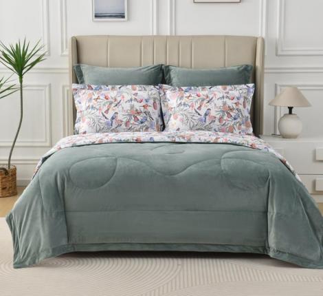 Постельное белье с одеялом "Sofi de Marko" Ренато №26 Велюр/Сатин, 1,5 спальный