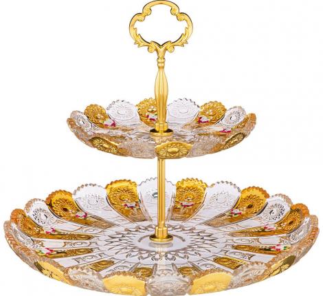 Фруктовница 2-х ярусная "LEFARD GOLD GLASS" диаметр 17/30 см