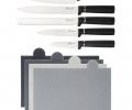 Набор кухонных ножей (5 шт.), 4 доски и подставка "AGNESS", чёрный мрамор