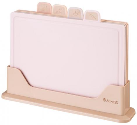 Набор из 4-х досок на подставке "AGNESS", розово-бежевый
