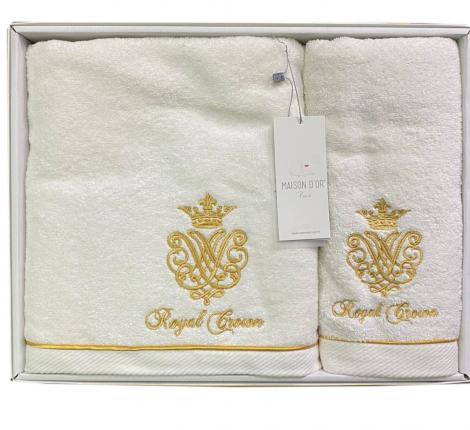Комплект махровых полотенец  30x50-50x100-85x150 Maison D'or "ROYAL", кремовый