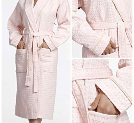 Халат вафельный "EFOR" BR-02001 розовый, ХXL