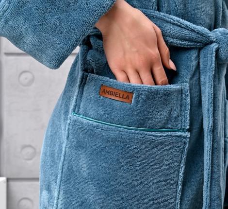 Халат женский трига с капюшоном "AMBIELLA A-1215" бирюзовый, L/XL