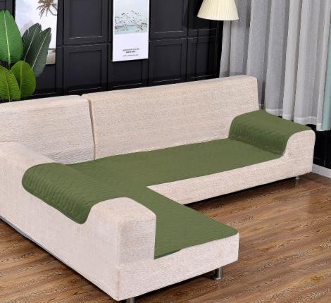 Комплект накидок на угл.диван с оттоманкой и подлокотн. Абстракция, зеленый