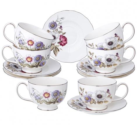 Чайный набор "BOUQUET" 590-639 на 6 персон, 12 предметов (280 мл)