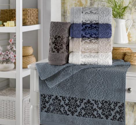 Набор махровых полотенец "TWO DOLPHINS" 50х90 (1/6шт.)E987) VENTU