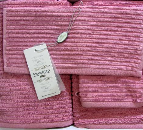 Комплект полотенец с перчаткой 30x50-50x100-78x150 Maison D'or &quot;RIVER&quot;, розовый