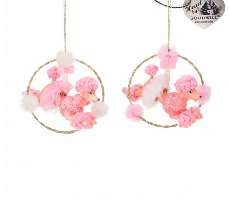 Украшение на ёлку 2 шт. "ПУДЕЛИ" (розовый), высота 11,5 см