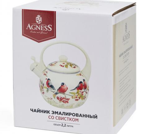 Чайник эмалированный со свистком "СНЕГИРИ", 2,2 л