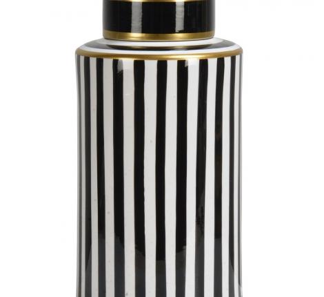 Ваза с крышкой "CANNISTER" (черно-белый) керамика, высота 37,5 см