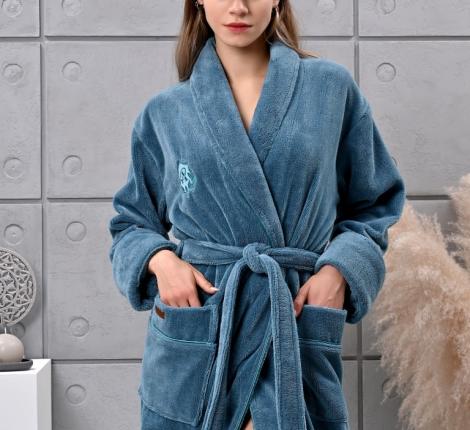 Халат женский трига шалька "AMBIELLA A-1295" бирюзовый, S/M