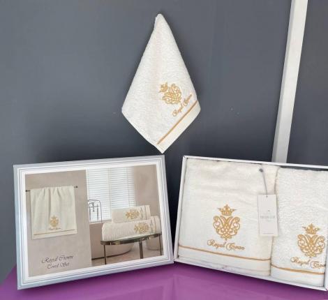 Комплект махровых полотенец  30x50-50x100-85x150 Maison D'or "ROYAL", кремовый