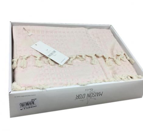 Комплект вафельных полотенец с 40x60-50x100-100x150 Maison D'or "GISELLA", грязно-розовый