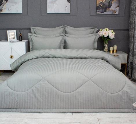 Постельное белье с одеялом "Kazanov.A." Hotel (олива платина) Страйп Сатин, Евро