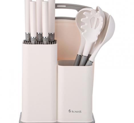 Набор кухонных ножей (5 шт.) и приборов "AGNESS" 671-213, 12 предметов